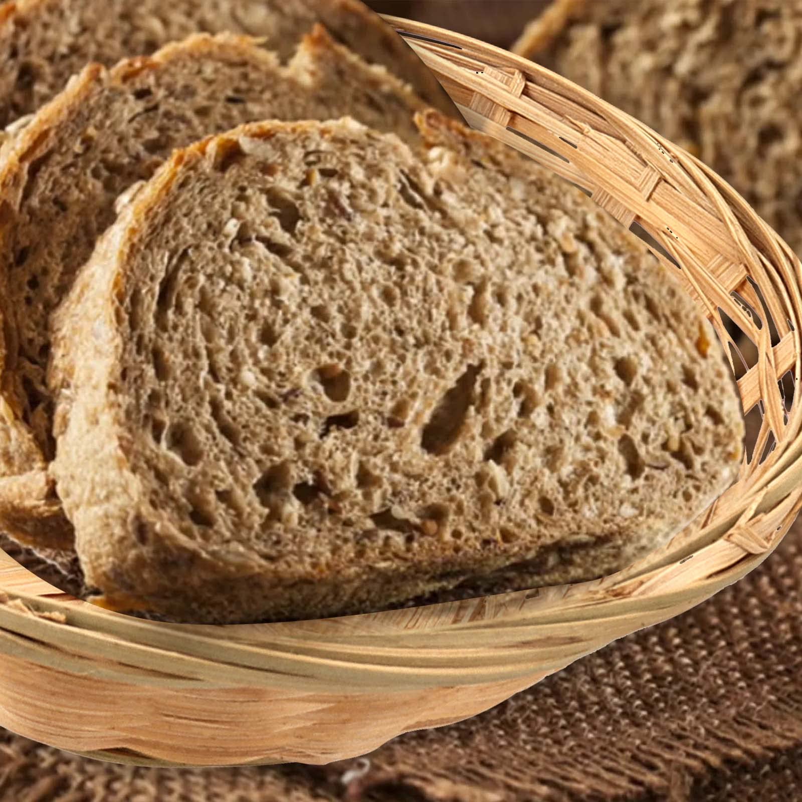 JEUIHAU 12 cestini per il pane in bambù, rotondi, in vimini naturale, per pane, frutta e snack