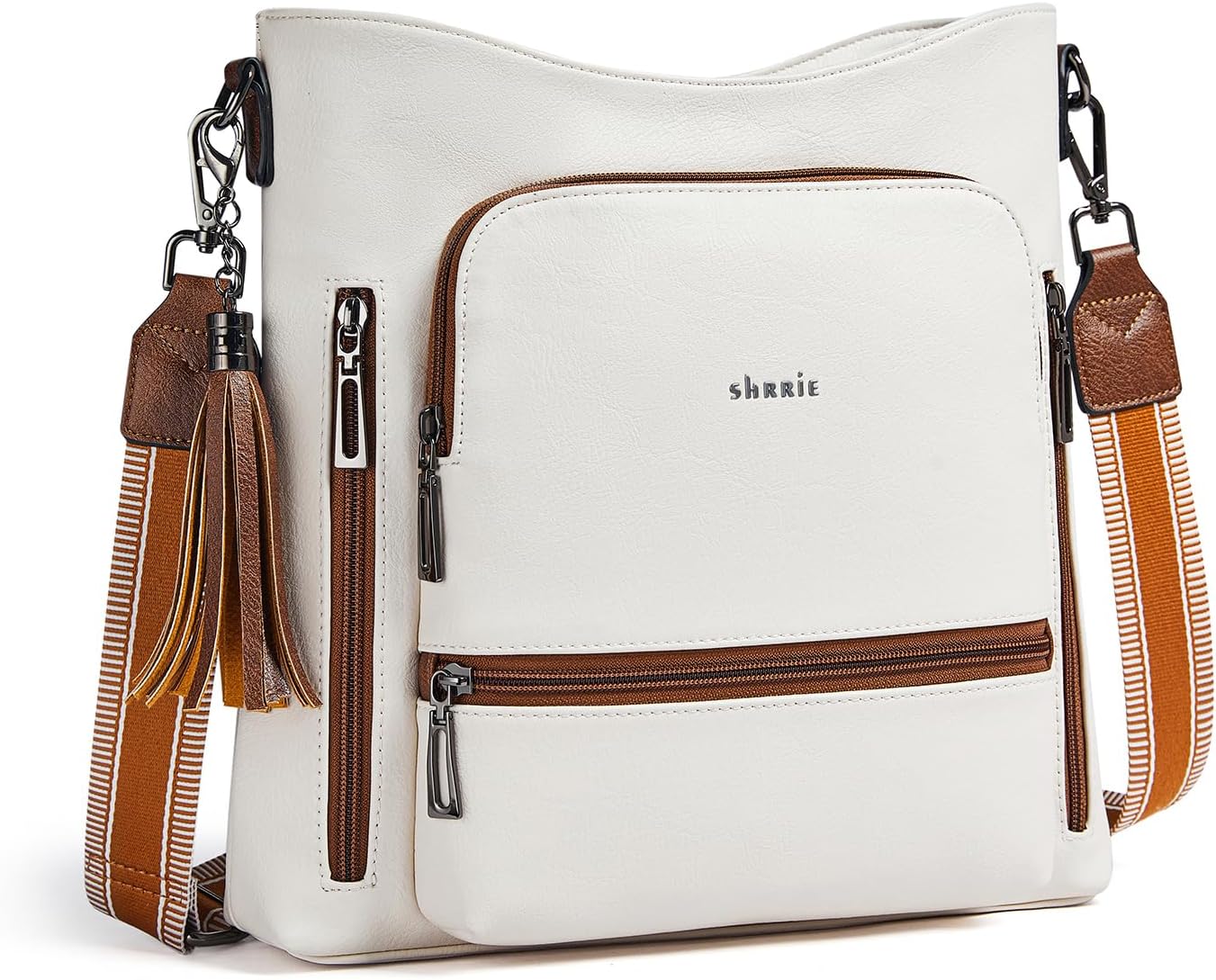 Shrrie Crossbody Bags for Women Multi Pocket Vegan Leather Shoulder Bag Purses for Women with Adjustable Strap for Travel