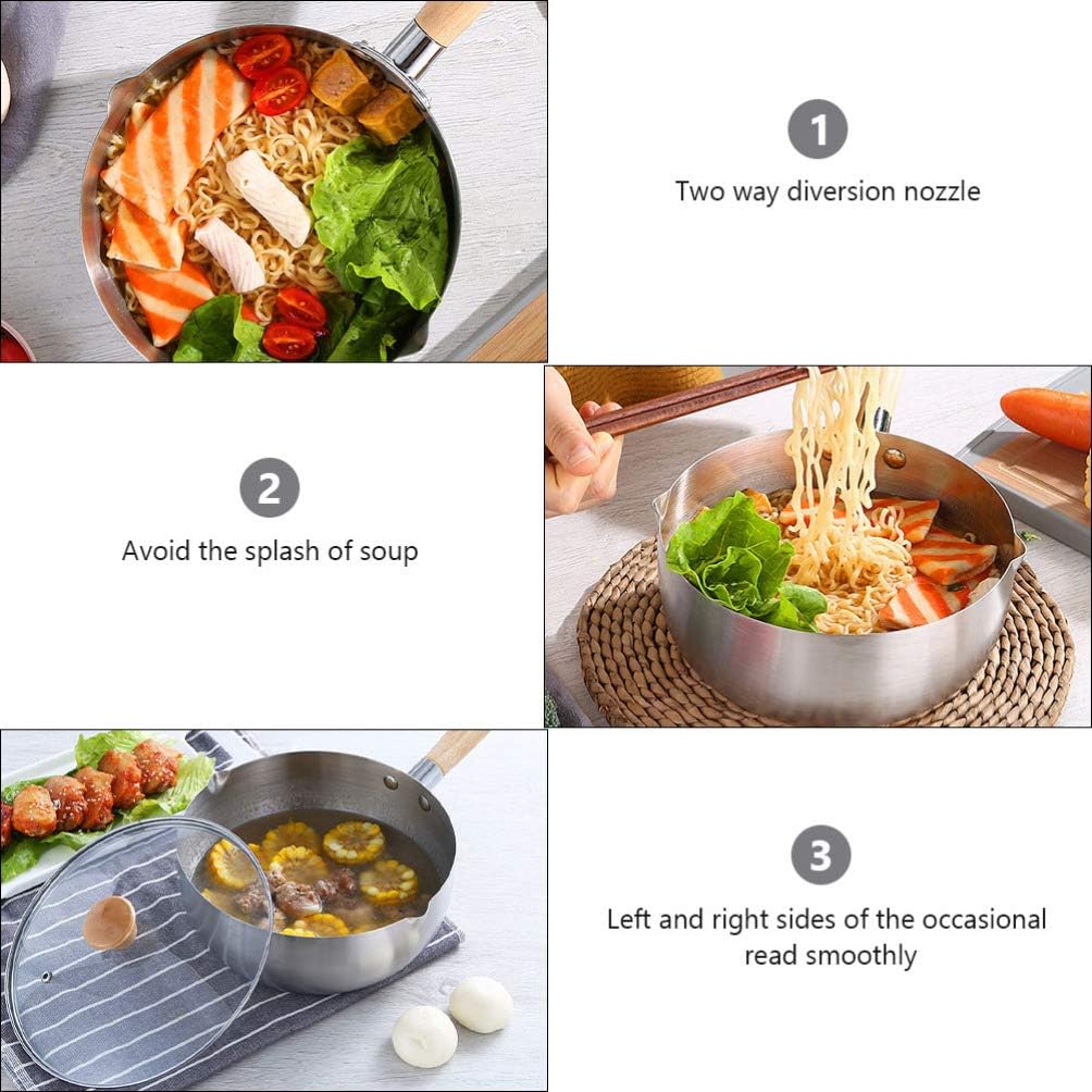 Milk Pot Butter Warmer Stainless Steel Boiler Cooking Saucepan Butter Melting Warmer Nonstick Noodles Milk Soup Pot Kitchen Cookware 20cm