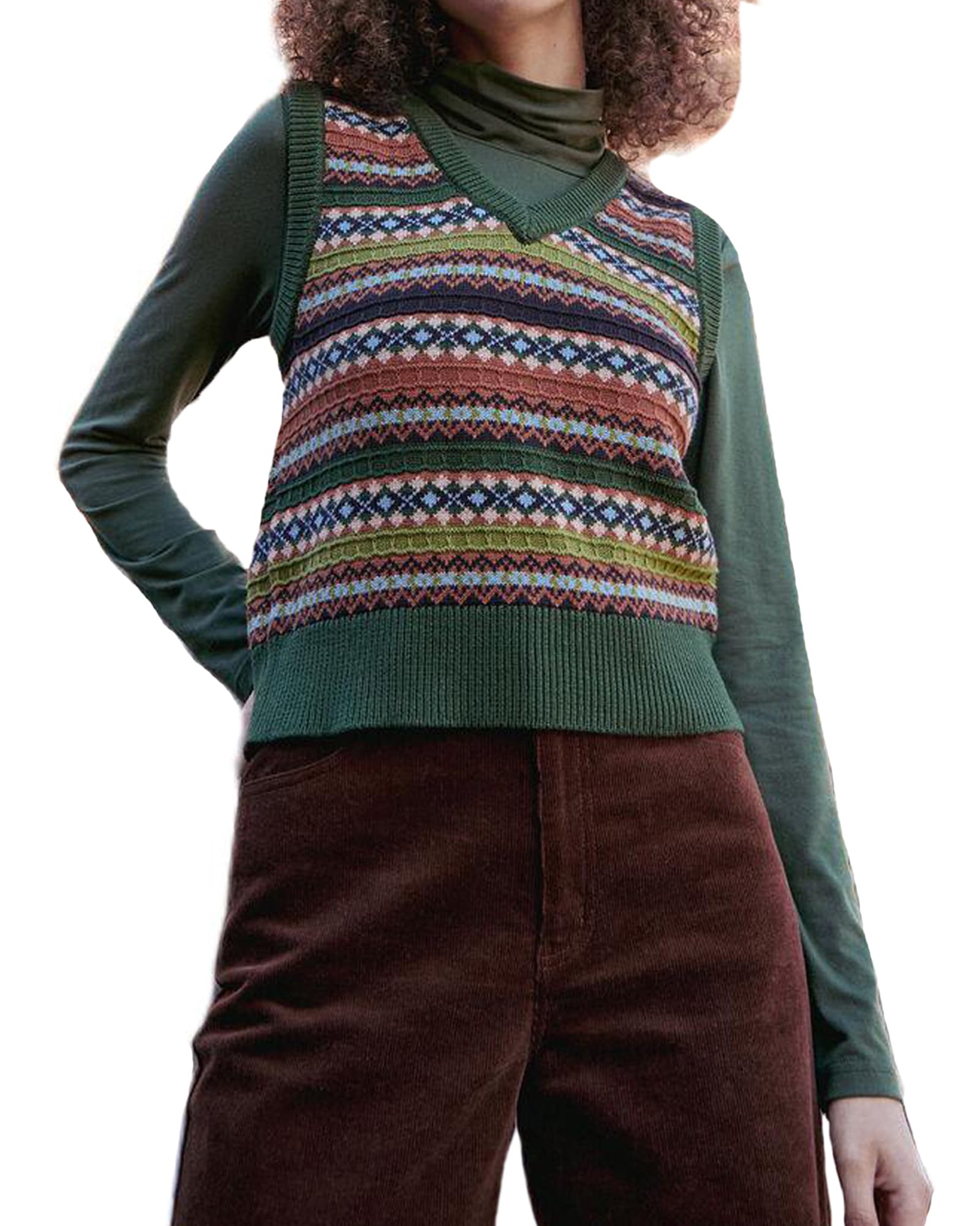 Women's Ladies Y2K Cable Knit Sleeveless Vest Knitted Jumper Tank Top Pull Over Casual Knit Sweater Tops (A-Turquoise, L)