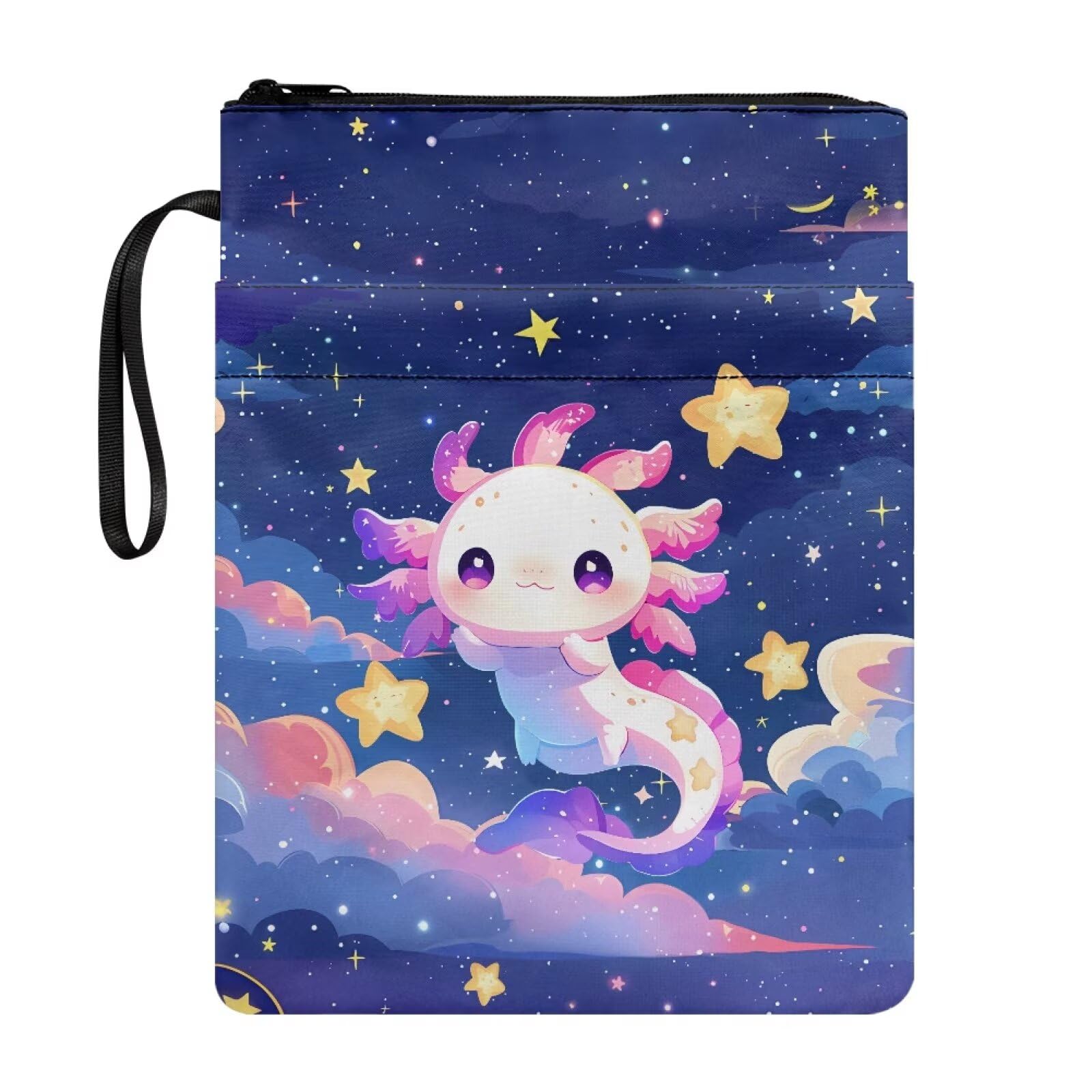 Galaxy Space Axolotl Book Sleeve Protector Covers for Paperbacks Washable Fabric Book Sleeves with Zipper Closure Front Pockets, 22x29 cm โ image 1