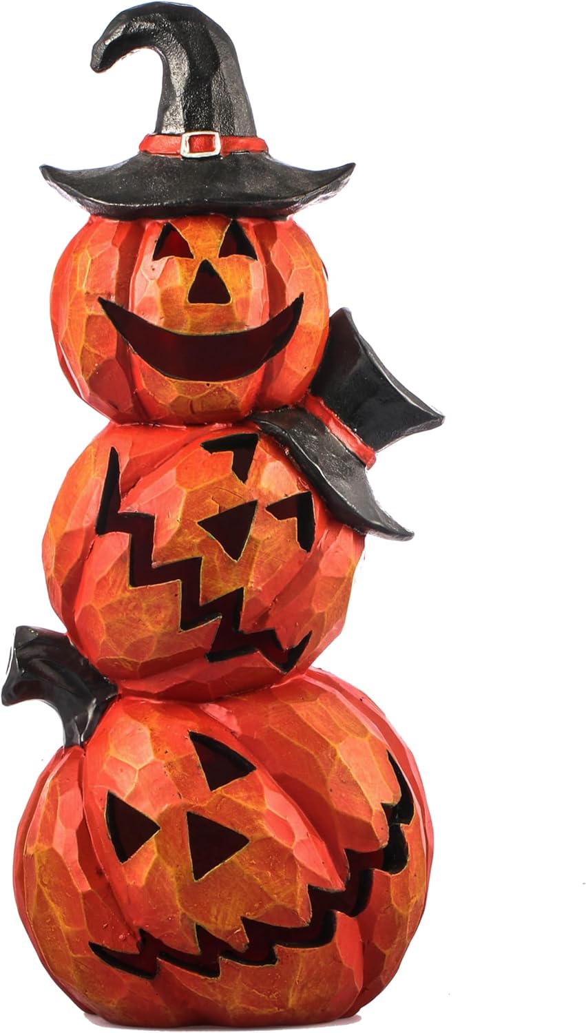 14inch Light Up Evil Pumpkin Scary Jack O'Stack Halloween Ornament Decoration for Outdoor Indoor Garden Party Festival Events Hat Orange