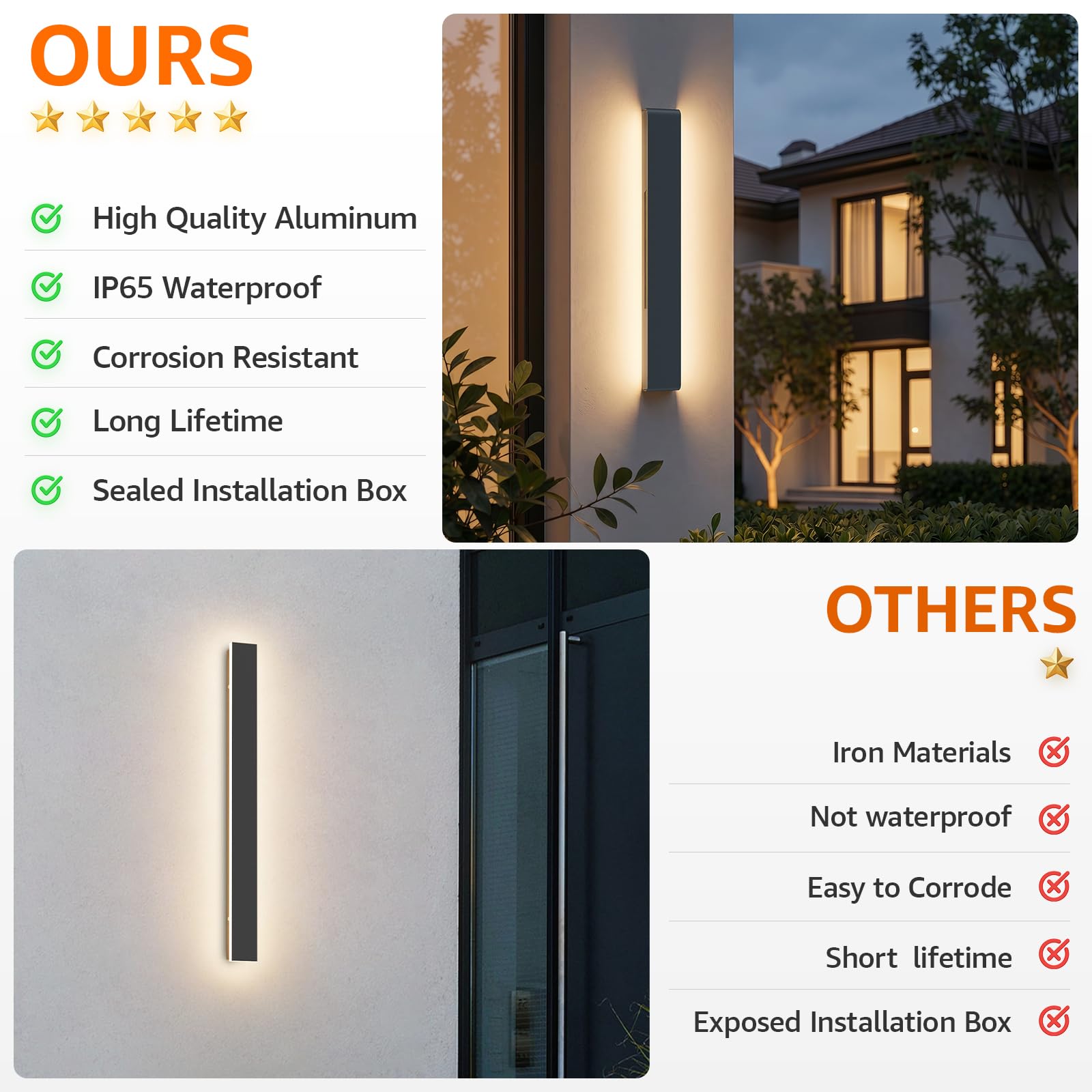 Klighten 20W Applique Murale Exterieur, Aluminium Longue Extérieure Éclairage Mural Imperméable IP65 Pour Jardins, Terrasses, Lampe Murale Exterieur Blanc Chaud 3000K (Anthracite, 60CM)
