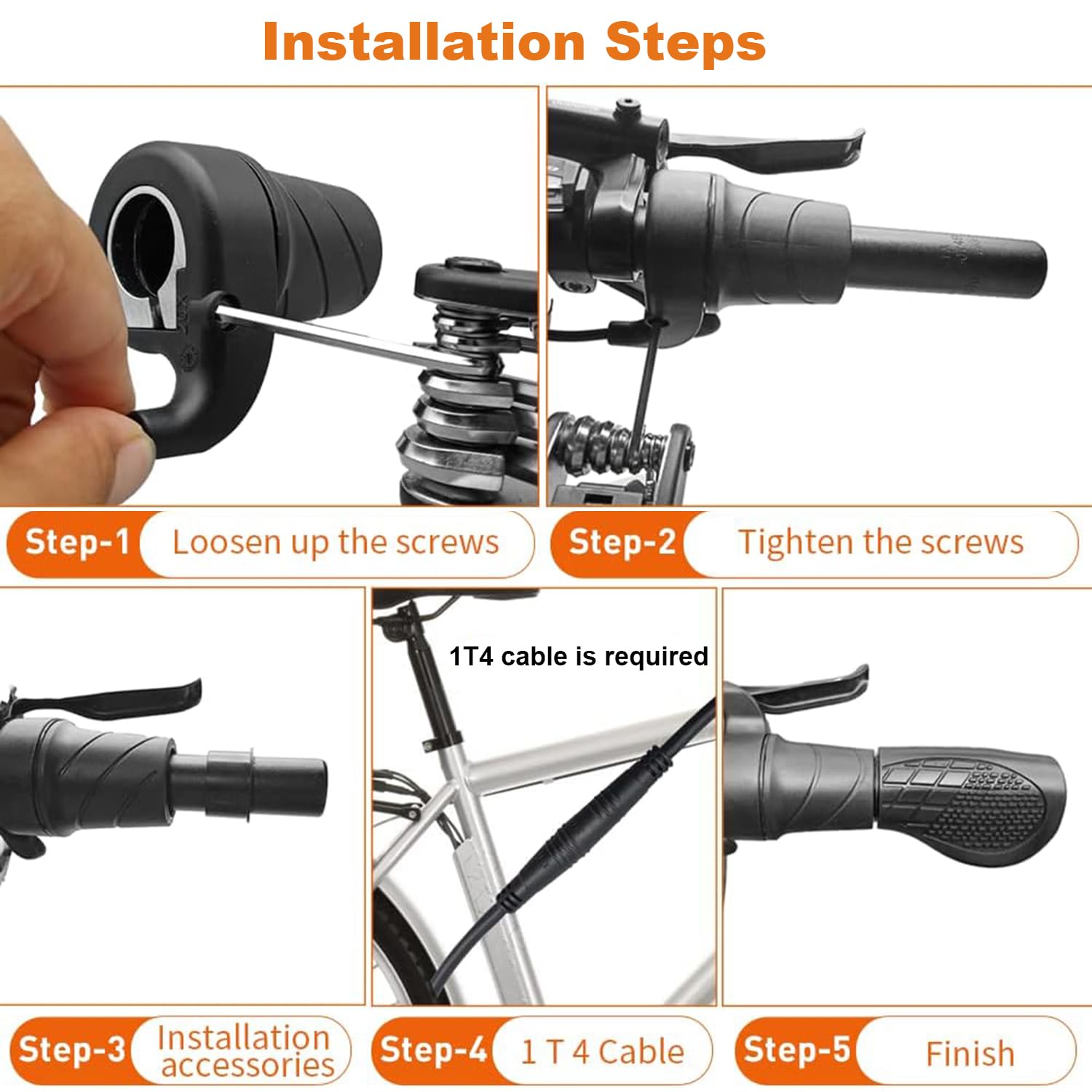 FT76X Demi Twist Poignée d'accélérateur pour vélo électrique avec prise étanche à 3 broches | 12V-72V E-Scooter Modifié Throttle Pouce pour VTT Scooter Vélo Électrique
