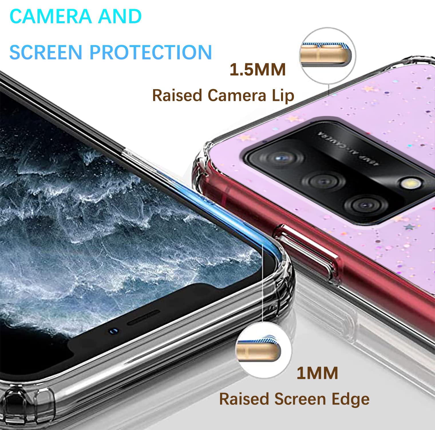 LINER Cover per Oppo A74 4G Cover, Custodia Protettiva Ultra Sottile ed Elegante in Silicone TPU Flessibile, Vetro a Colori Sfumato AntiGraffio Antiurto Case, Rosa Femminile