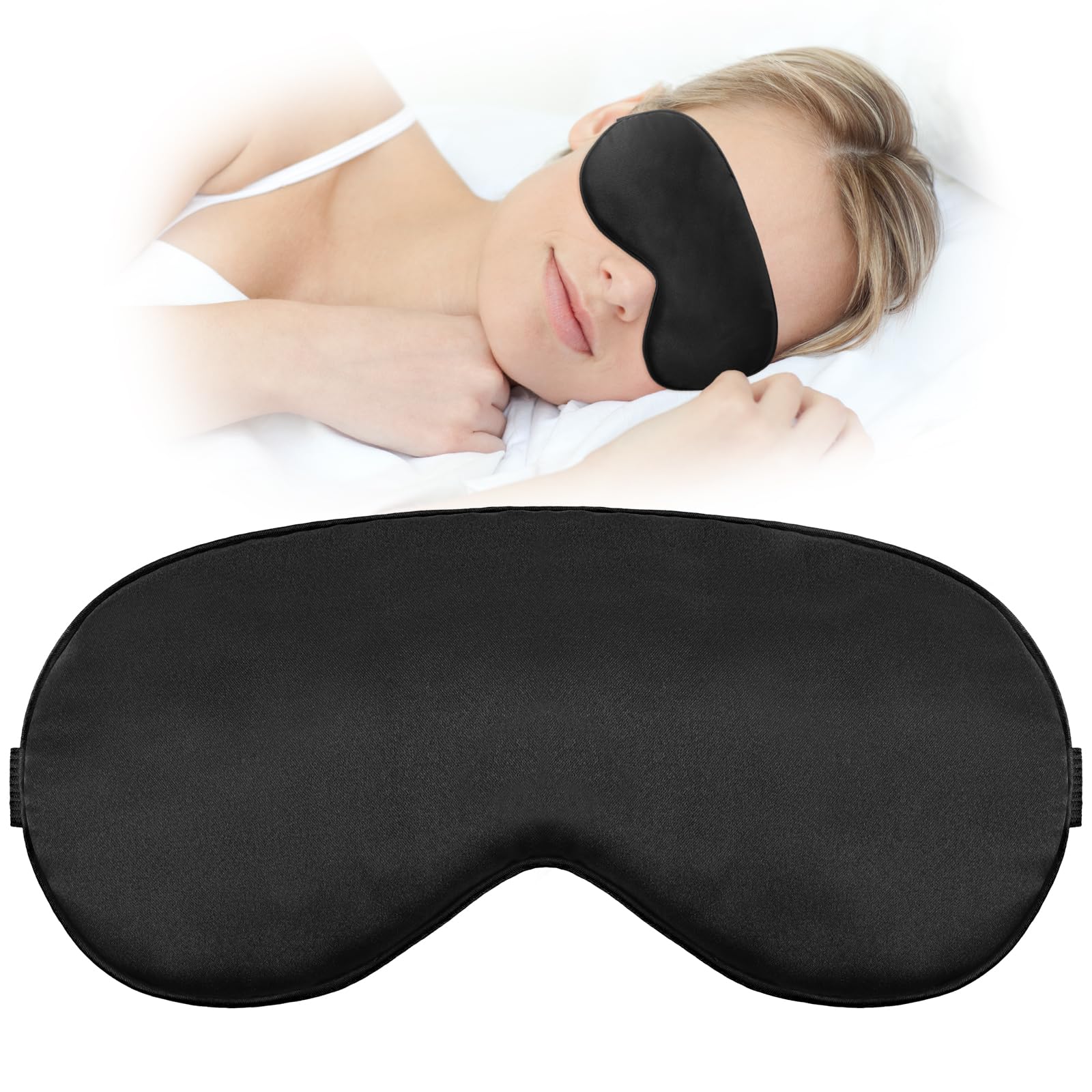 Antifaz para Dormir Antifaz para Dormir Hombres Y Mujeres Antifaz Dormir Bloqueo De Luz Antifaz Dormir Suave Y Transpirable Con Correa Elástica Ajustable para Yoga Viajes Siesta (Negro)