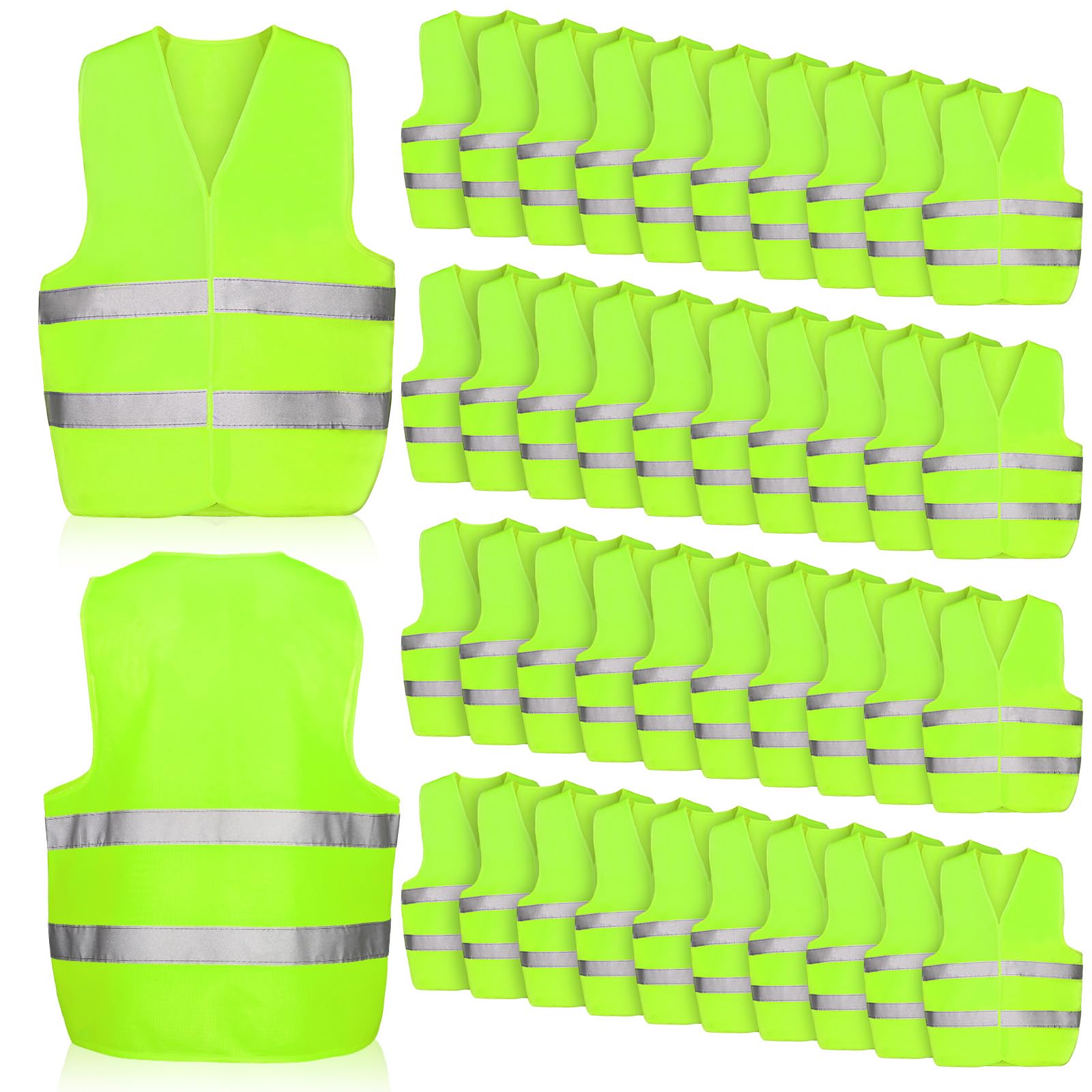 Tarpop 60 Packs Safety Vests Pack High Visibility Construction Vests Reflective Working with 2 Reflective Strips