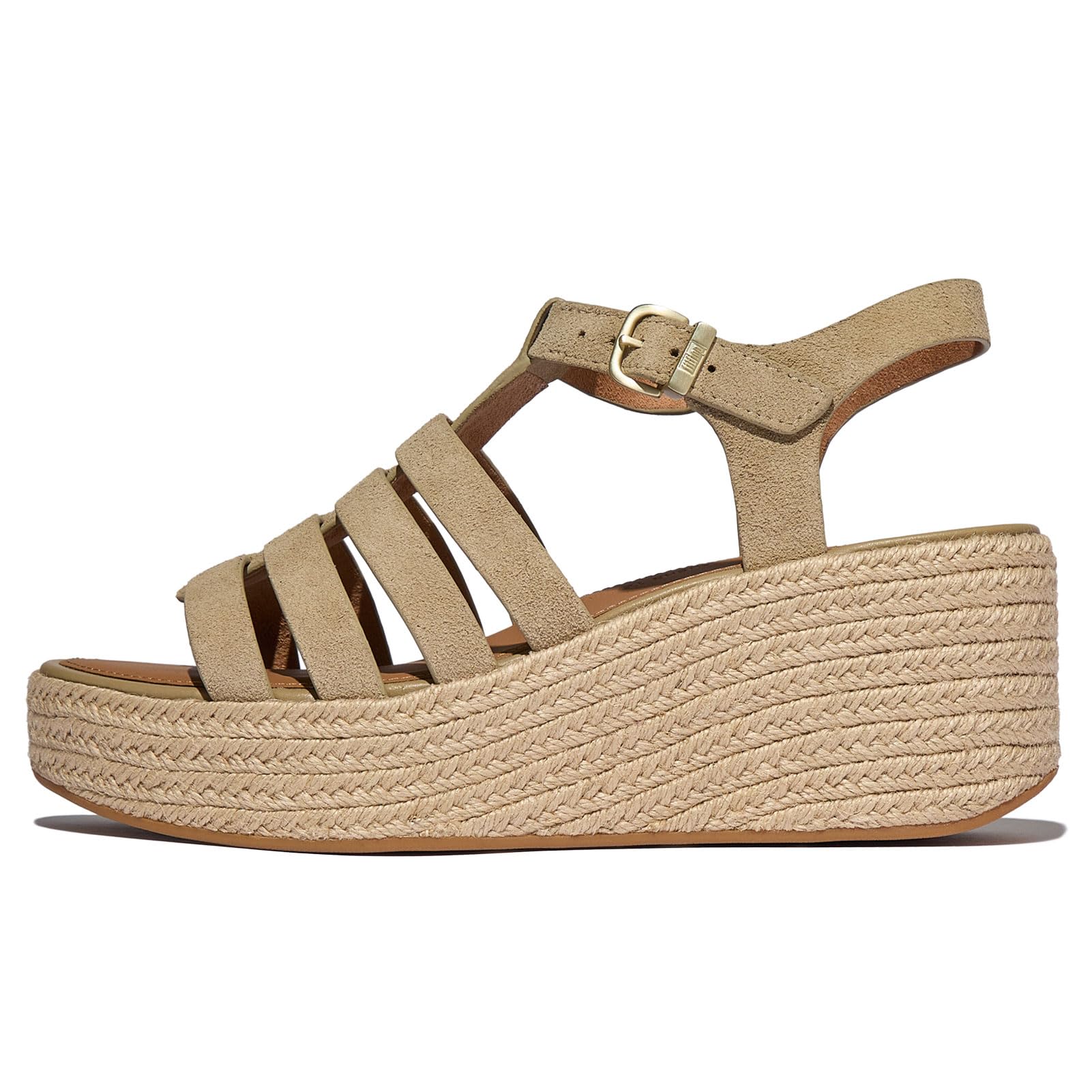 Fitflop Platfforms Espadraille Leather Fisherman Wedge Sandals - Cappuccino