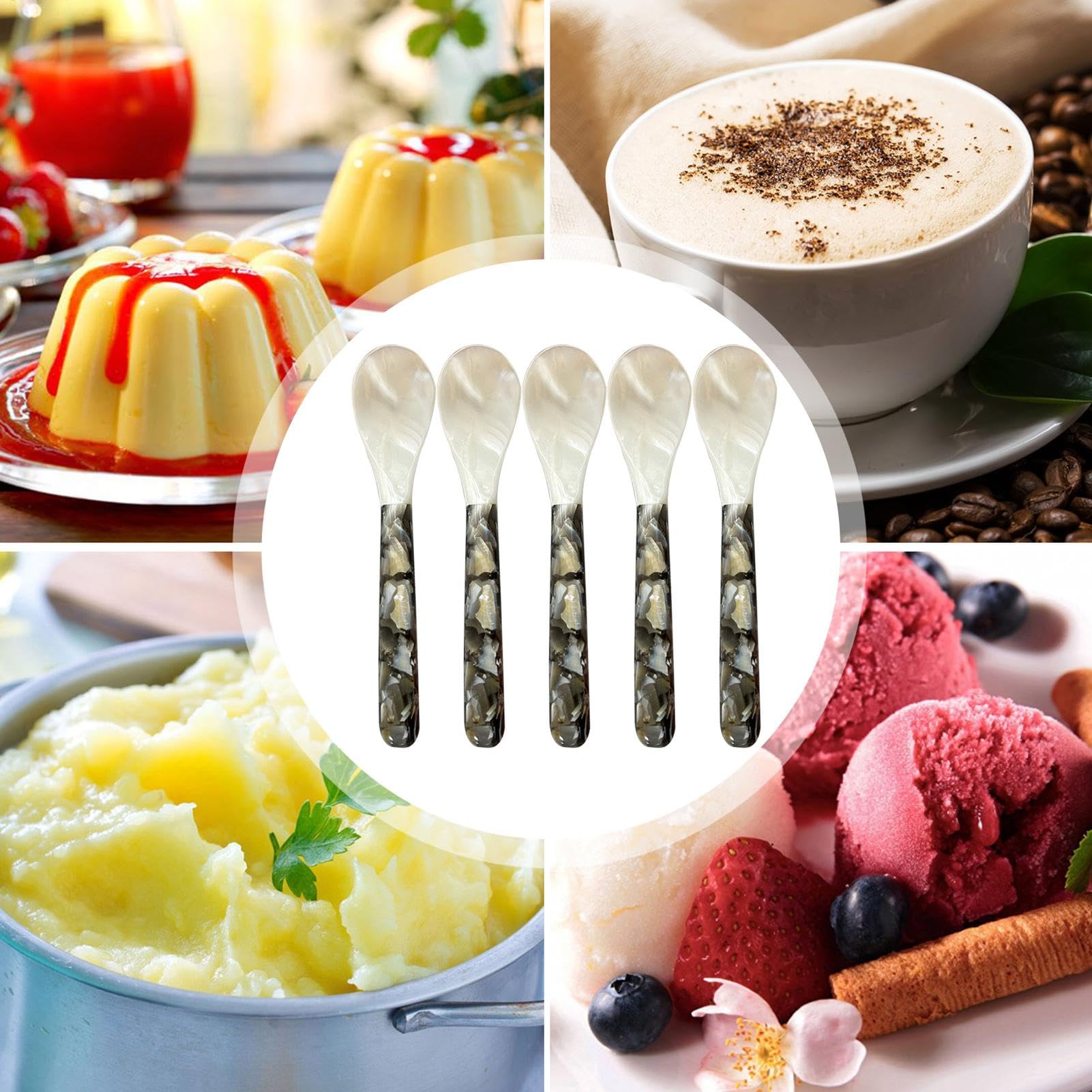 Cucchiaio da caviale con conchiglia, set di cucchiai in madreperla, set di posate per caviale, eleganti cucchiai per caviale, cucchiai decorativi, utensili da portata per caviale, set di 5 cucchiai