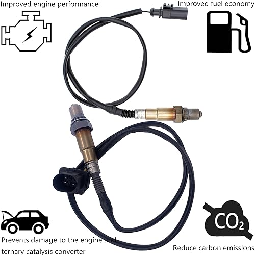 Miniatura 3 de Dropwater 1 par de sensores de oxígeno O2 ascendentes y descendentes de repuesto para VW Beetle, Golf, Jetta, Passat, Rabbit 2.5L Reemplazan
