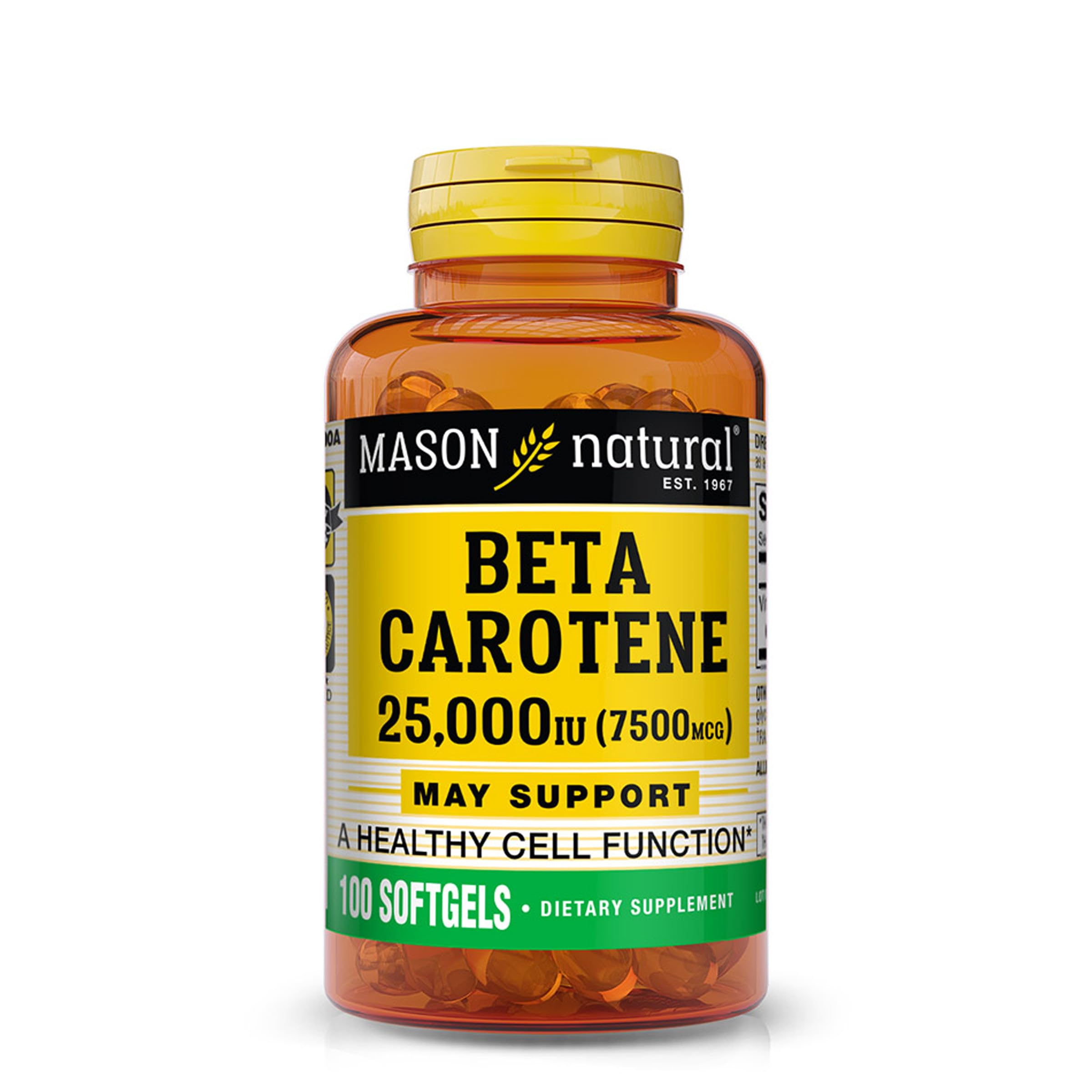 MASON NATURALVitamin A Beta Carotene 25,000 IU - Supports Healthy Vision, Cell Function & Immune Function, 100 Softgels