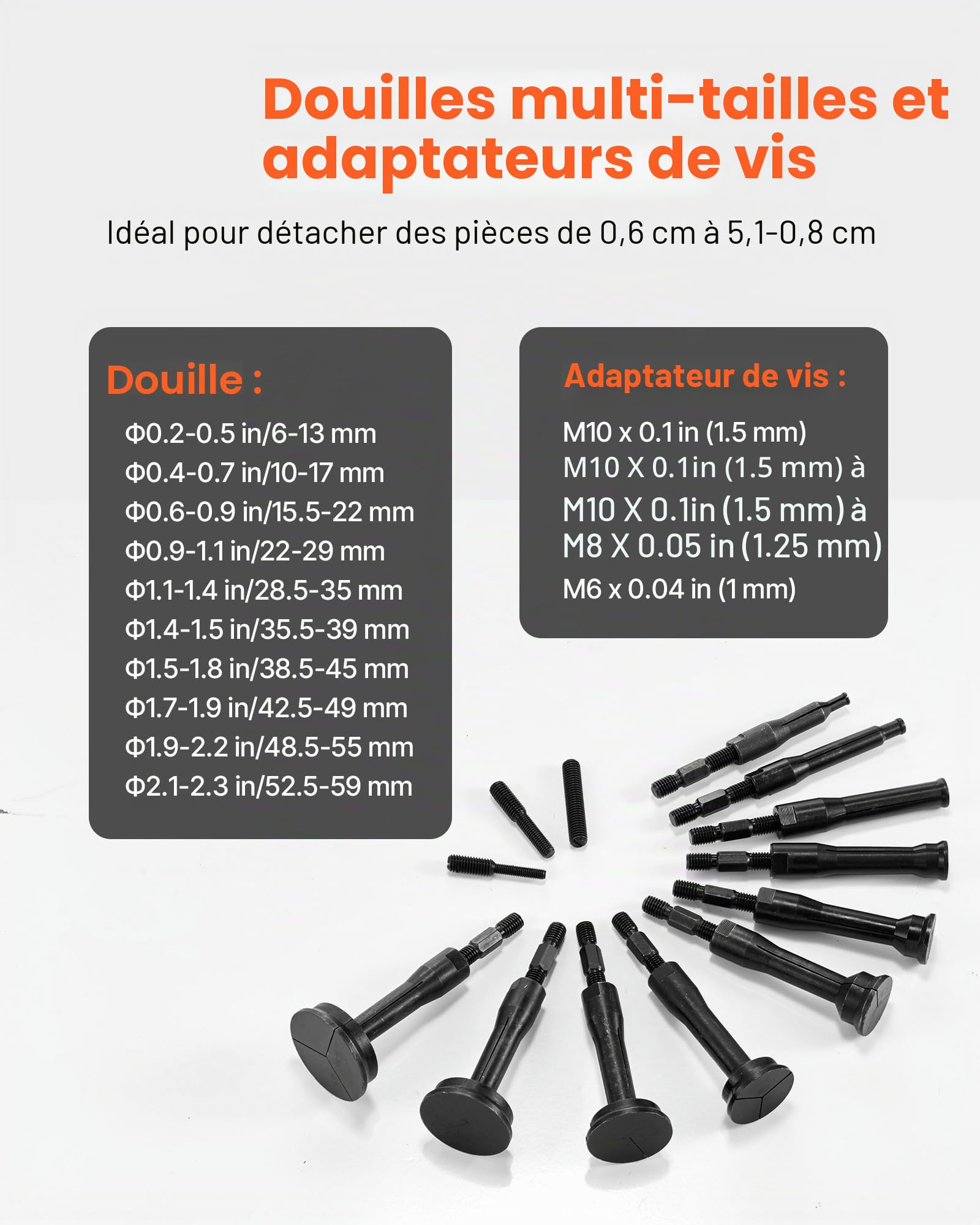 VEVOR Ensemble d'Extracteurs de Roulements dans Trou Borgne 16PCs, Kit d'Extraction de Bagues et de Joints de Roulements Intérieurs avec Marteau à Inertie, 10 Pinces Fendues et Contre-Appui, Atelier