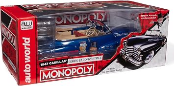 AW AUTO WORLD Silver Screen Machines - Monopoly 1947 Cadillac Convertible w/Resin Figure