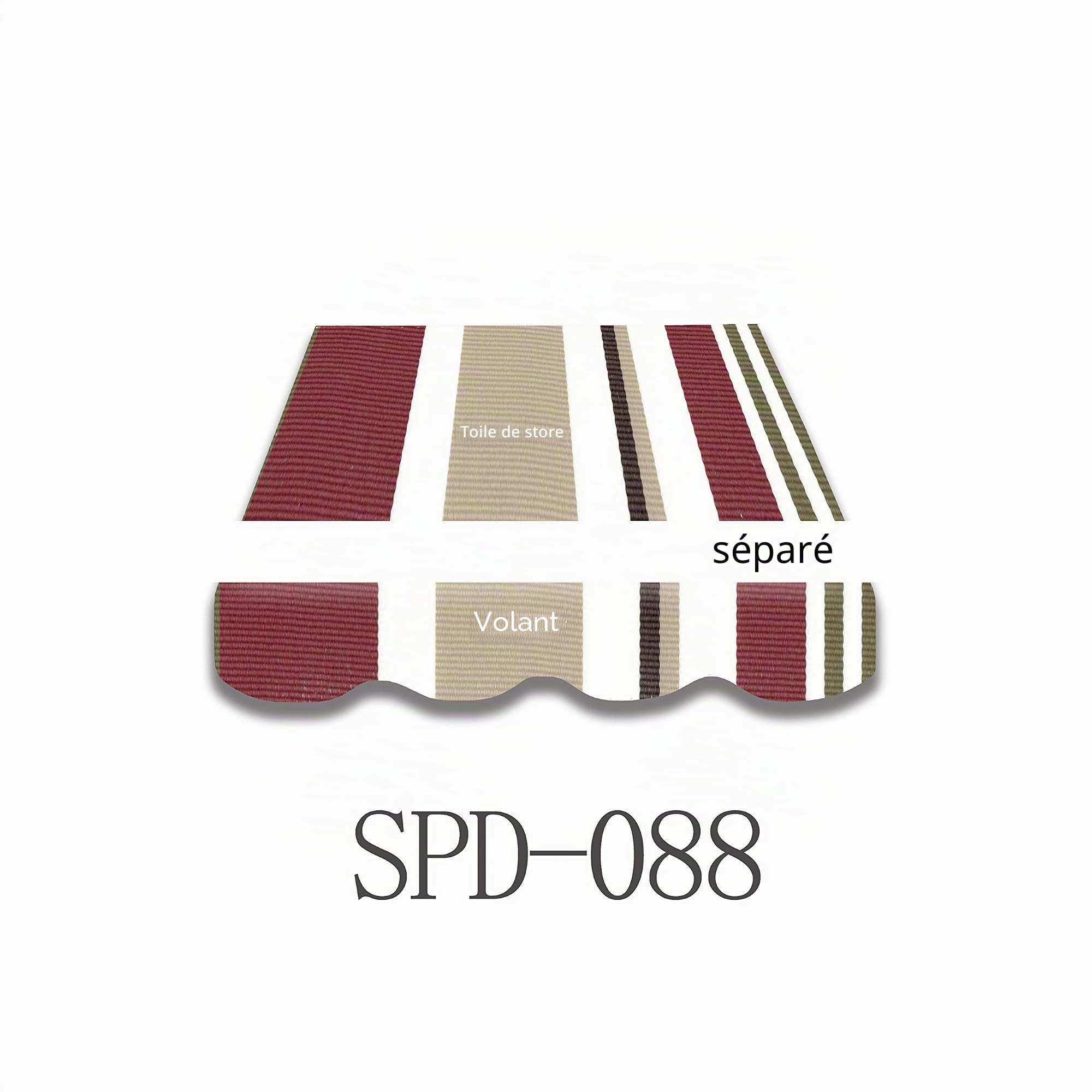 VANA SPD088 Tissu de rechange pour store banne de 4 x 3 m, protection solaire, cousu, sur mesure, 3,83 x 3 m, volant, 3,83 x 0,21 m, design SPD088