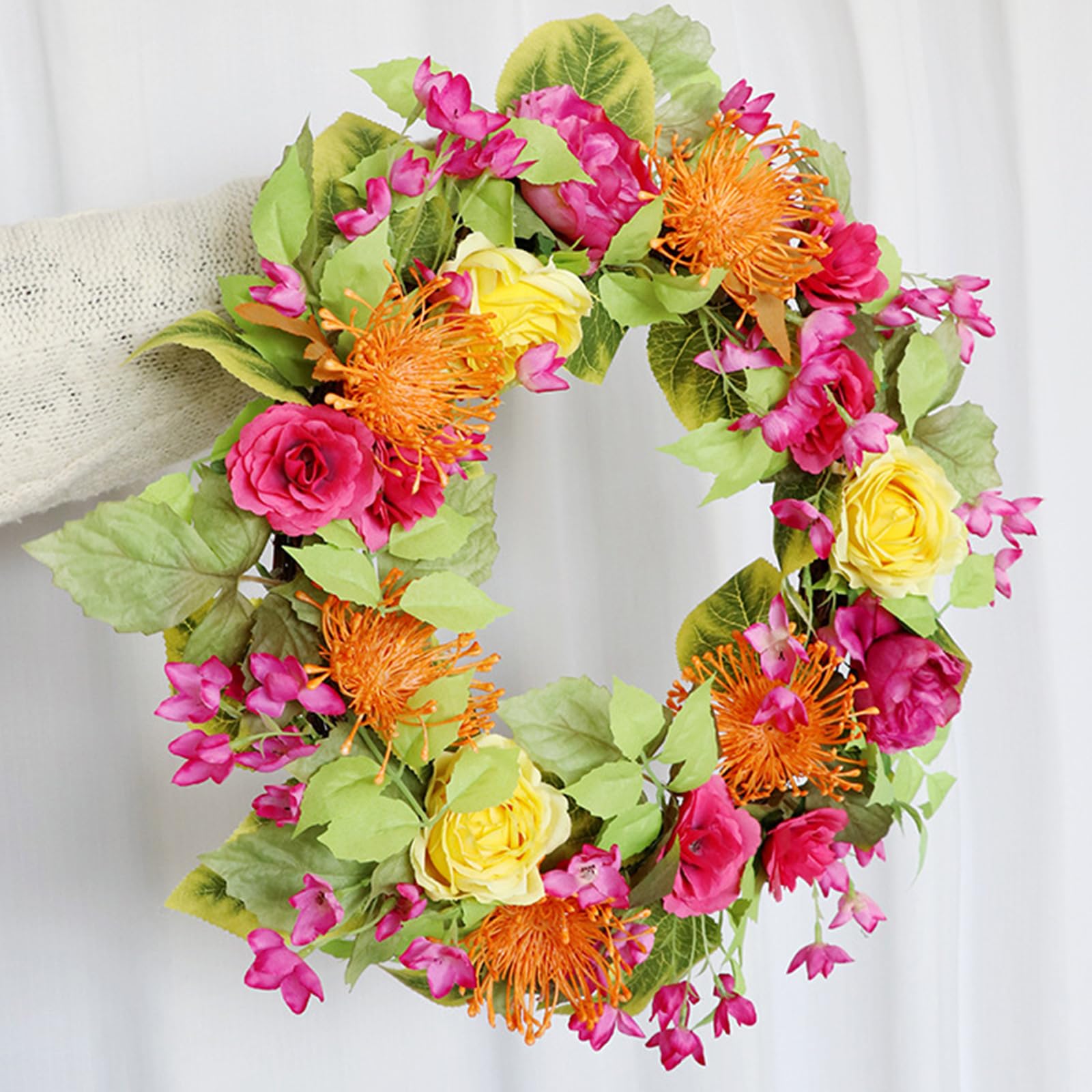 Ghirlanda di fiori artificiali, corona di primavera, per porta di casa, fattorie, giardino, decorazioni per matrimoni