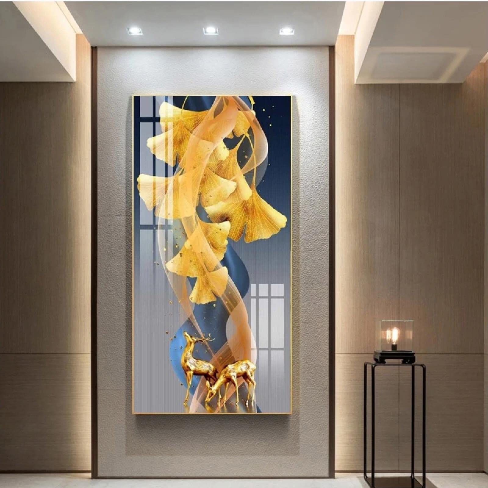 Peinture élan éléphant feuille d'or KEBIA | Énergie et sérénité