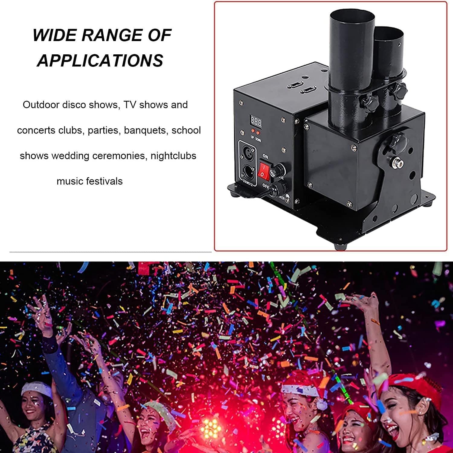 Lanceur de Confettis Professionnel - Machine Électrique Portative, Pistolet à Accessoires d'Atmosphère, Canon pour Party, Mariage, Scène et Événements