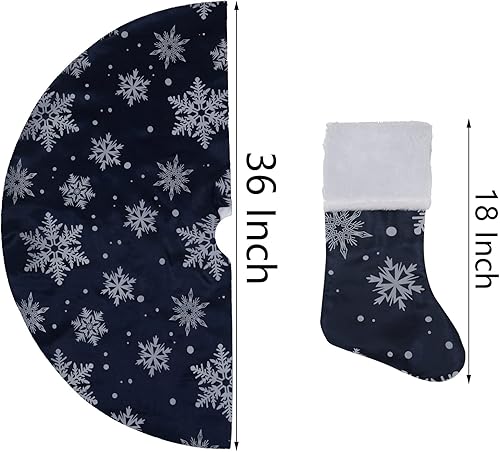 Miniatura 69 de Pie de árbol de Navidad FLASH WORLD, con estampado de nieve (color blanco, 36 pulgadas)