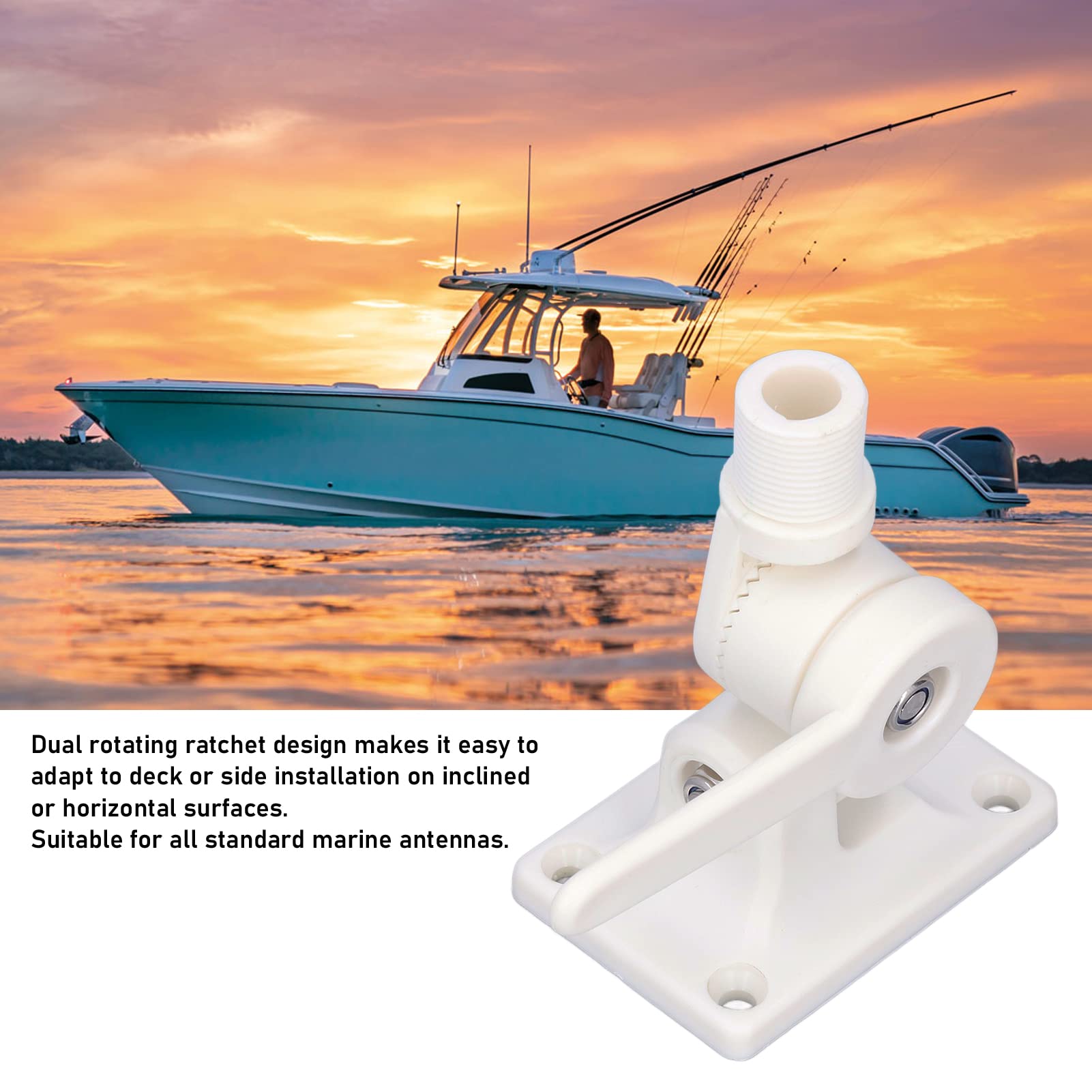 Supporto per Antenna Marina VHF Base di Montaggio Regolabile per Barche Marine