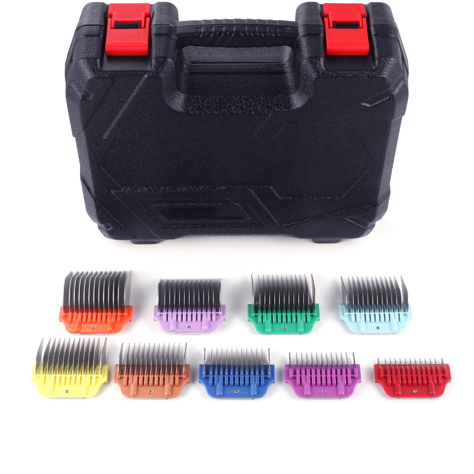 Hunde-/Tier-Edelstahl-Kamm-Set mit breitem Clipperaufsatz | Für A5-Serie, Snap-On/Off-Design, nur passend für 10 W/15 W/30 W breite Klinge, 9-teilig