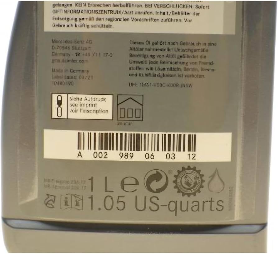 Amazon.com: Mercedes Benz Genuine ATF-Oil 002-989-06-03-09