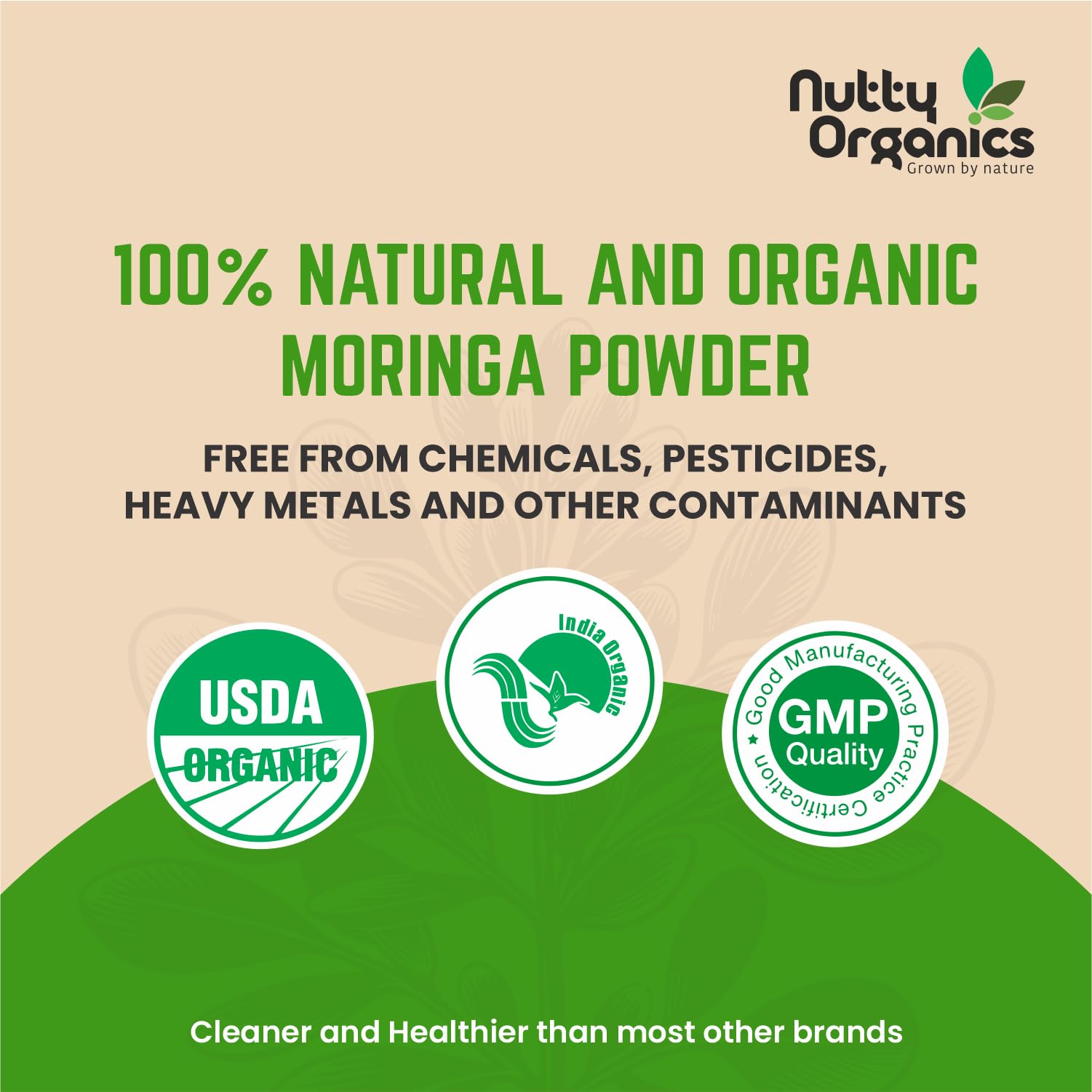 NUTTY ORGANICS Moringa Leaf Powder – USDA Organic Certified – Superfood for Energy, Immunity & Detox – 200 Gram – Non-GMO, Vegan, GMP & India Organic Certified — Amazon image 3