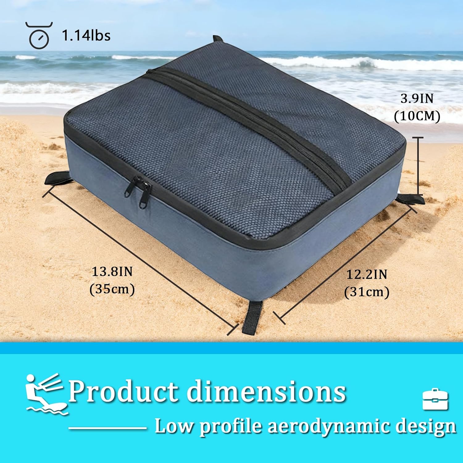 Floating Cooler Bag with Suction Cup Anchors, Insulated, Black, Waterproof Oxford Fabric, Aluminum Layer, Mesh Storage (Blue)