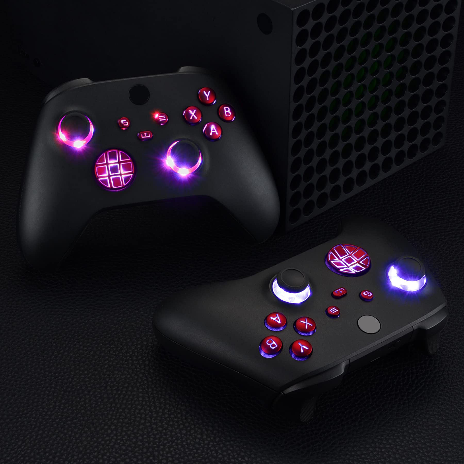 eXtremeRate Multicolori Tasti Luminosi Ricambio per Xbox Series X S Controller Dpad Analogici Pulsanti DTF LED Kit per Xbox Series X S Joystick Model 1914(Senza Controller)-Rosso Scarlatto