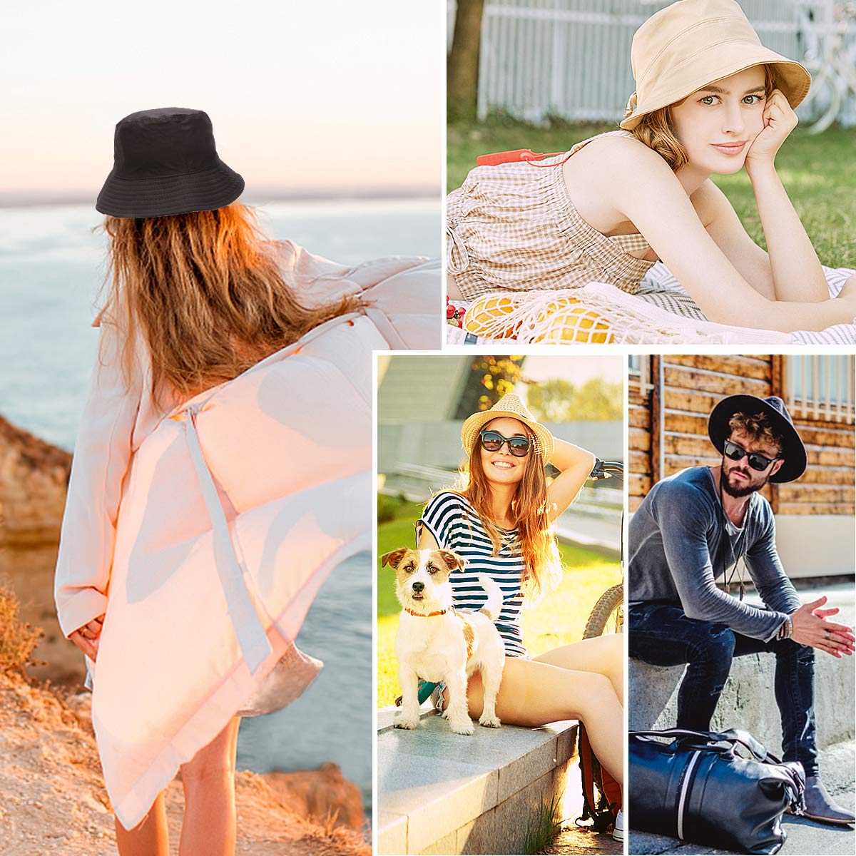 Feng Shui， Sombreros de Pescador para Mujer - Sombreros de Sol de Playa de Verano de algodón Reversible Sombrero de Pescador Plegable para Viajes Playa Senderismo Reino Unido