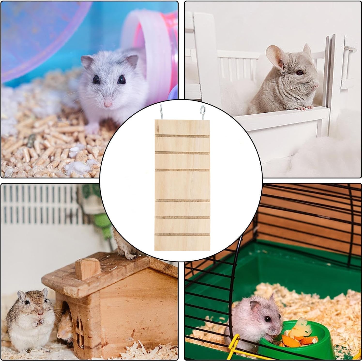 Drewniana drabina dla zwierząt domowych chomik ptak uchwyt platformy zabawki do żucia, deska do odpoczynku dla myszy, szynszyli, szczura, myszki, myszki, chomika krasnoludka, papuga