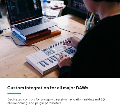 Novation Launchkey Mini 37 White [MK4] — Portable 37 Mini-Key, USB, MIDI Keyboard with DAW Integration. Chord & Scale Modes, 16 Drum Pads, Arpeggiator, Includes Music Creation Software Bundle