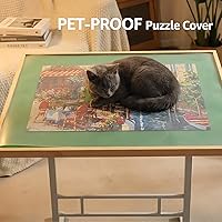 Vista 9 de Fanwer Mesa de rompecabezas de 1500 piezas con 4 cajones, mesa de rompecabezas con patas ajustables en ángulo y altura, mesas de rompecabezas