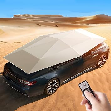 Automatic Car Awning with Remote Control, Movable Shade Canopy, Universal Car Sun Shade Umbrella Cover Tent, Portable Auto Protection Sunshade Grey-5m