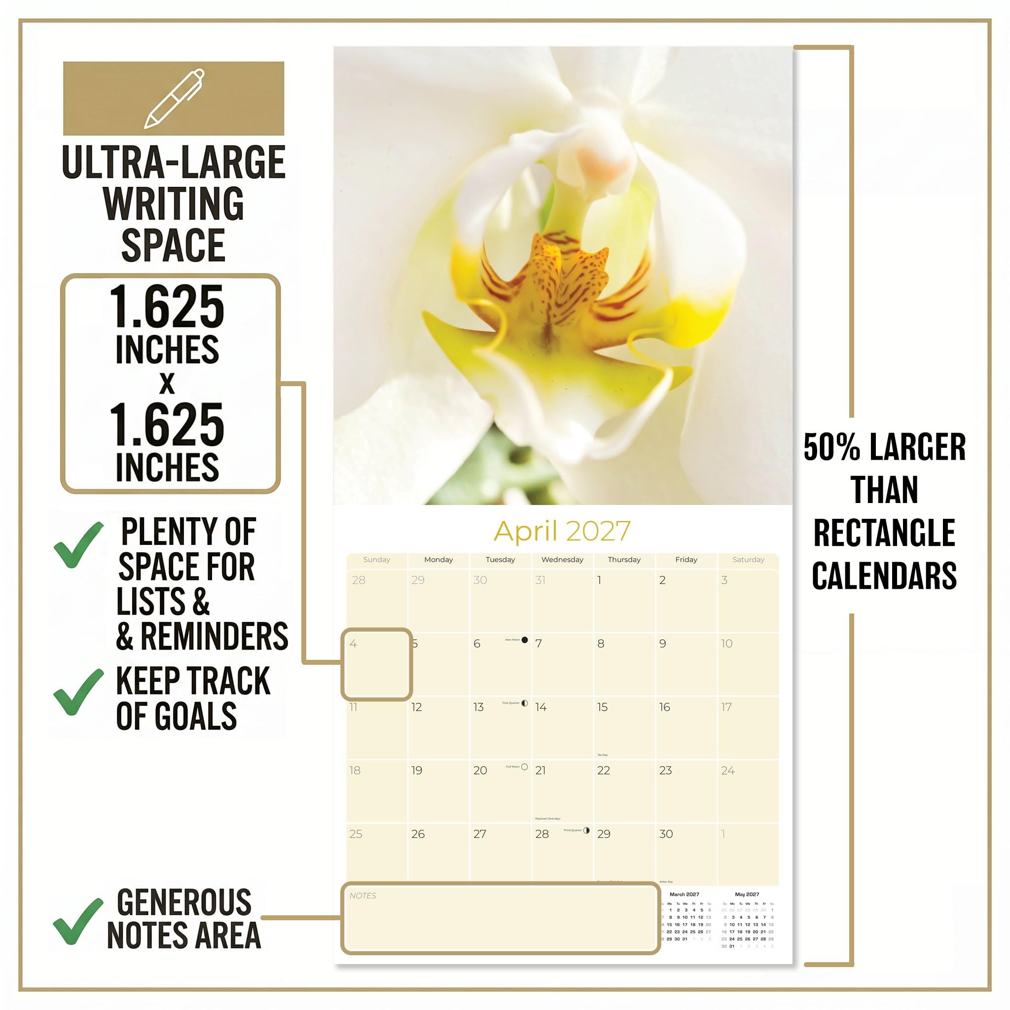 Calendario 2024 2025 con orchidee, calendario mensile da parete, 30,5 x 61 cm, aperto, carta spessa senza sbavature, idea regalo, calendario per insegnanti accademici, organizzazione e pianificazione
