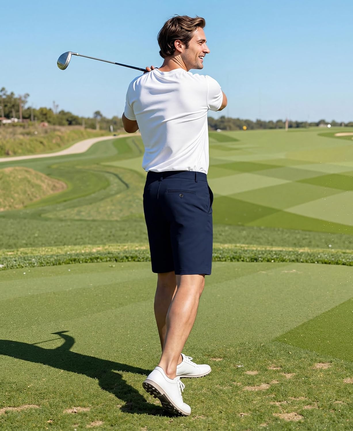 GINGTTO Men's Dress Shorts 9" Stretch Lightweight Golf Shorts for Men with Expandable Waist