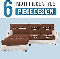 Vista 262 de H.VERSAILTEX 2025 New Sectional Couch Covers 8 Pieces Stretch Sofa Covers for Sectional Sofa Set Separate L Shaped Couch Cover for Both Left/Right