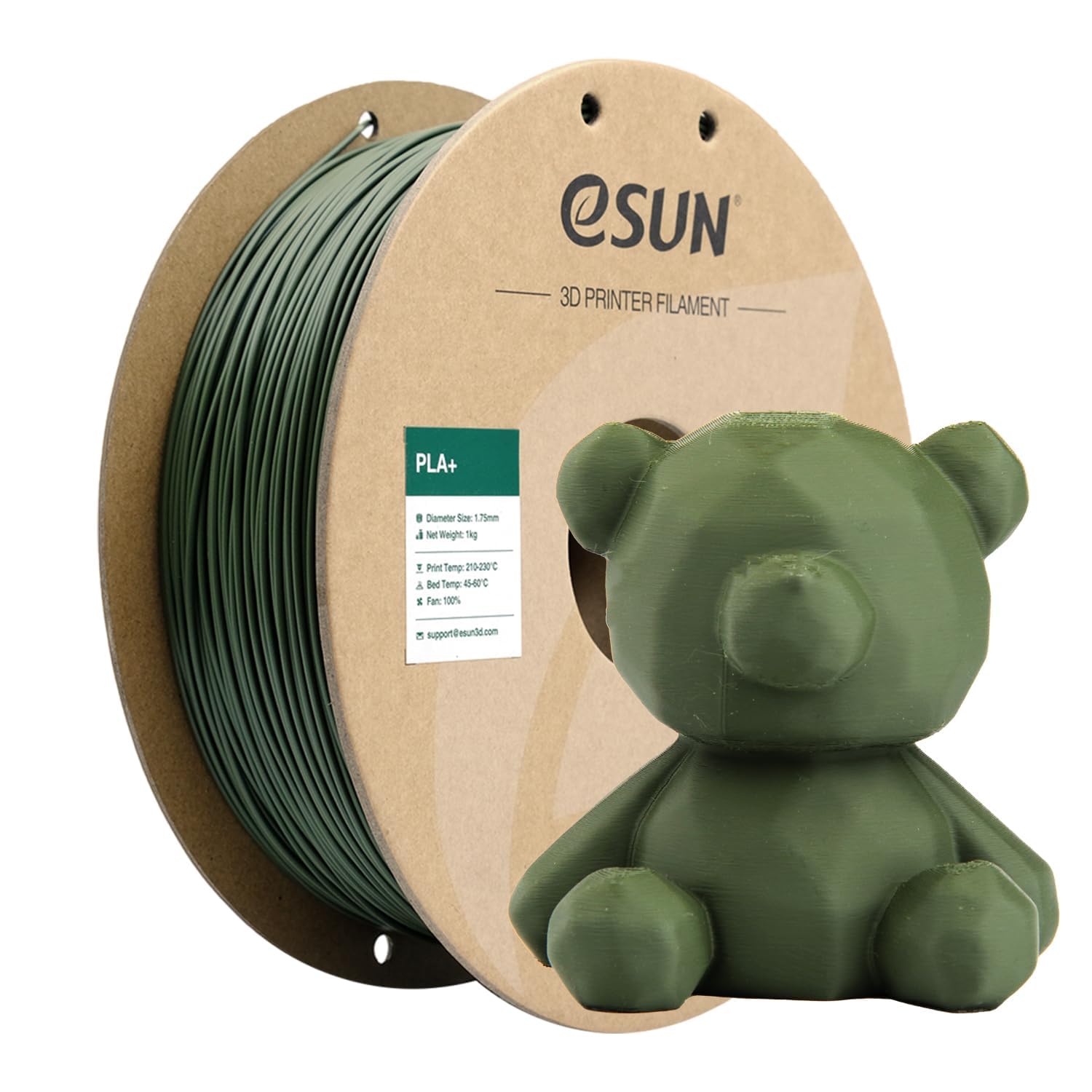 eSUN PLA+ Filament 1.75mm 1KG, 3D Printer Filament Dimensional Accuracy +/- 0.03mm, 1kg Cardboard Spool(2.2lbs) 3D Printing Filament, Fits for Most