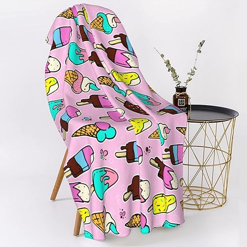 Miniatura 4 de Toalla de playa de microfibra con helado, bonita toalla de baño de helado de verano rosa intenso para niños y niñas, divertida toalla suave a prueba