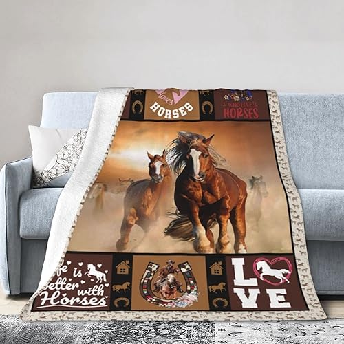 Miniatura 9 de Manta de caballo para niñas, niños, manta con estampado de caballos, regalos para mujeres, hombres y adultos, súper suave, acogedora y cálida, manta