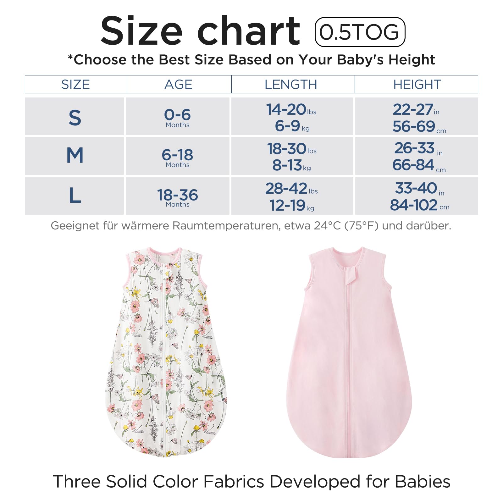 Duomiaomiao Baby Sleeping Bag 2 Pack 0.5 Tog Sleep Sack - Image 4