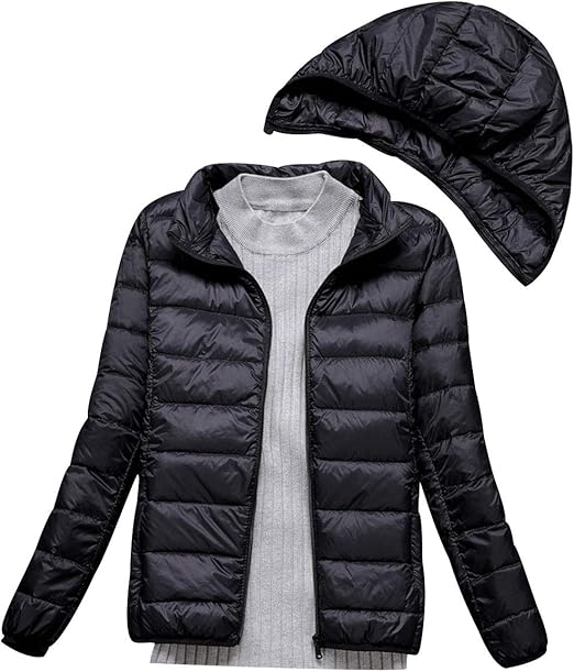 Lightweight Down Jacket Women with Movable Hood Womens Down Coats Women