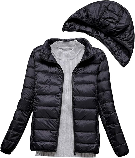 Lightweight Down Jacket Women with Movable Hood Womens Down Coats Women