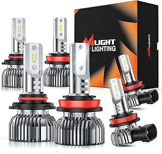 Nilight 9005 H11 LED Headlight Bulbs H11/H8/H16 LED Fog Light Combo, 350% Brighter Mini Size Headlights and fog lights LED kit, 6000k Cool White, Plug and Play, 6-Pack