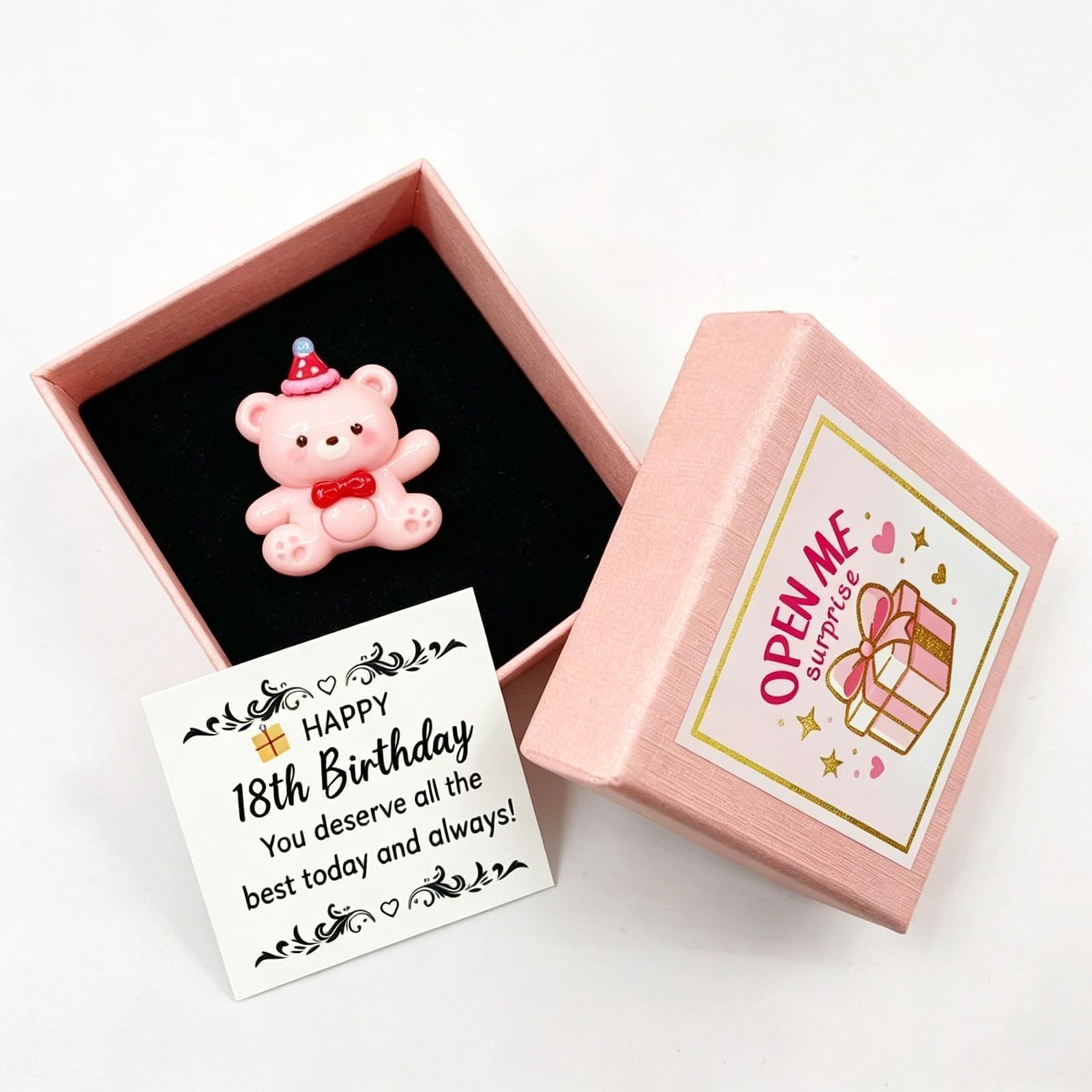 18th Birthday Gifts for Girls, Cute Pink Bear Birthday Gift Box w Sweet Message Card, Unique 18th Birthday Keepsake Gift for Daughter Sister Friend