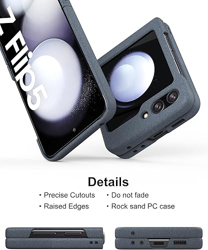 Miniatura 5 de Eastcoo Funda delgada para Galaxy Z Flip 5, parte trasera de policarbonato duro, sensación esmerilada, soporte de carga inalámbrica, ligera, a