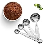 WALKN Stainless Steel Measuring Spoons Set | 4-Piece with Handles | Kitchen Gadgets for Cooking & Baking | for Dry or Liquid Ingredients (1.25ml, 2.5ml, 5ml, 15ml)