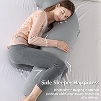 Vista 3 de BATTOP Almohadas de embarazo para dormir, almohada de maternidad con funda de enfriamiento, soporte para vientre, caderas, piernas, imprescindible