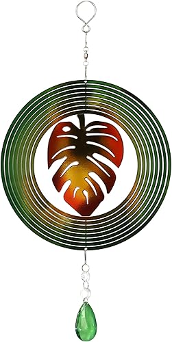 Molinillos de viento de hoja de acero inoxidable 3D para patio, decoración de jardín, esculturas de metal, esculturas de metal Monstera Kinetic Wind