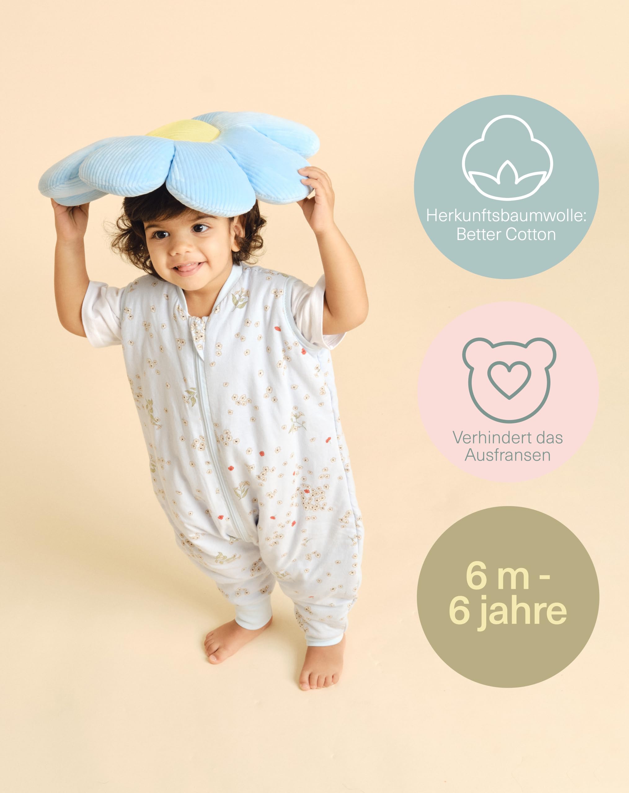 molis&co - Baby Schlafsack mit Füßen -Ideal für Frühling und Herbst - Babyschlafsack mit Beinen 1 tog