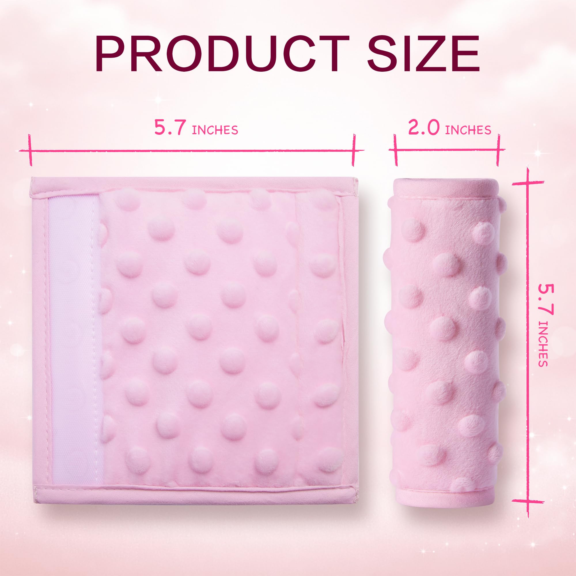 Pro Goleem Fundas de correa de asiento de coche para bebés y niñas, almohadillas suaves para todos los asientos de coche, cochecito, coche de empuje, rosa